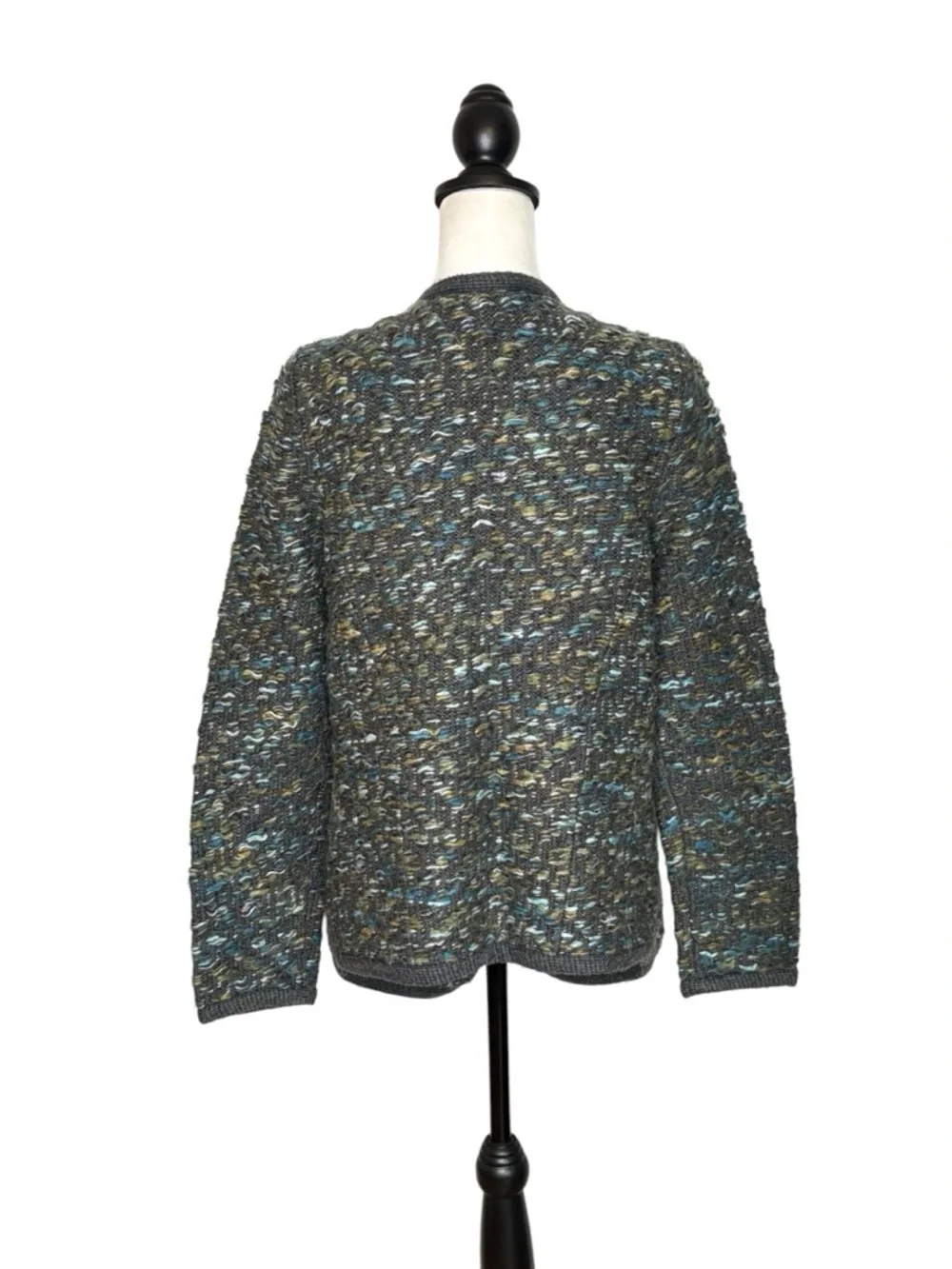Anthropologie Moth Keavy Jacquard Open Cardigan Chunky Knit Cocoon Size M *Read